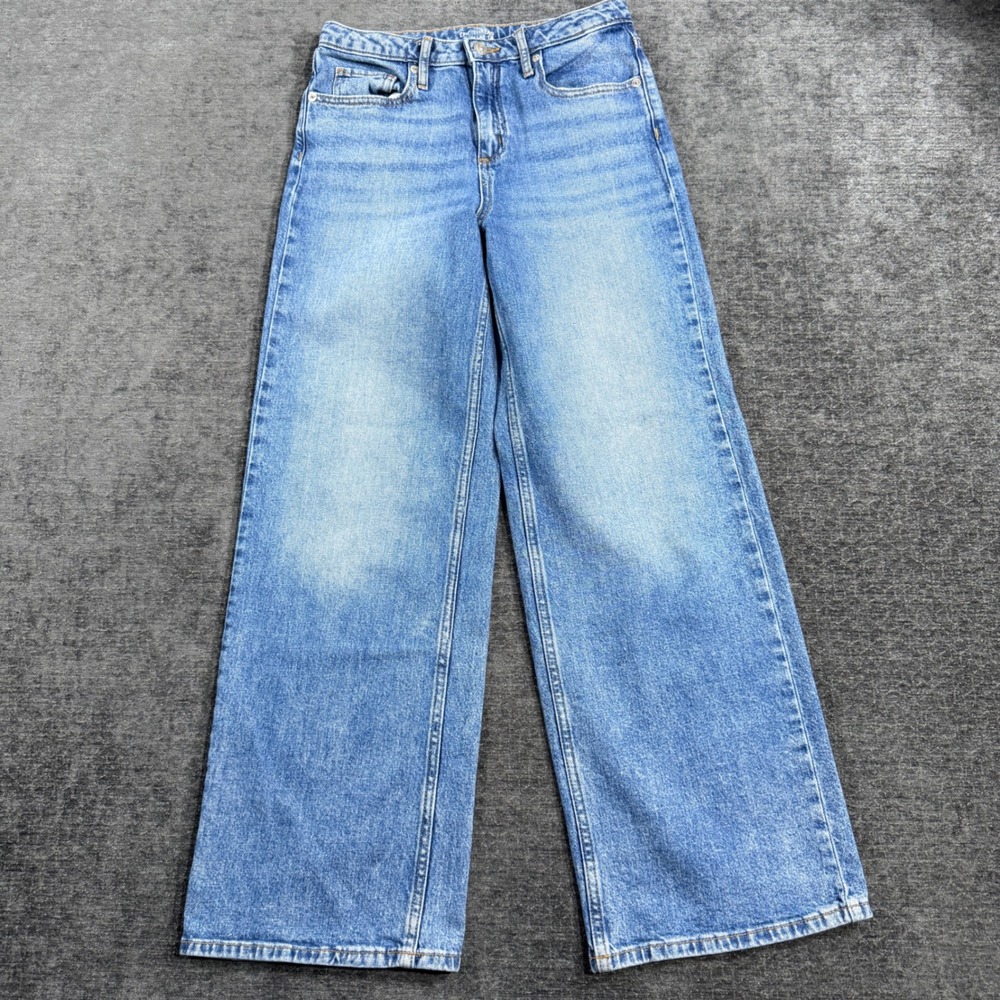Epic Thread Girls‎ Wide Leg Jeans Medium Wash Blue Denim High Rise Size 14